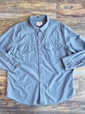 C.C. Filson Hunting Shooting Field Shirt Long Sleeve Pocket Button Gray